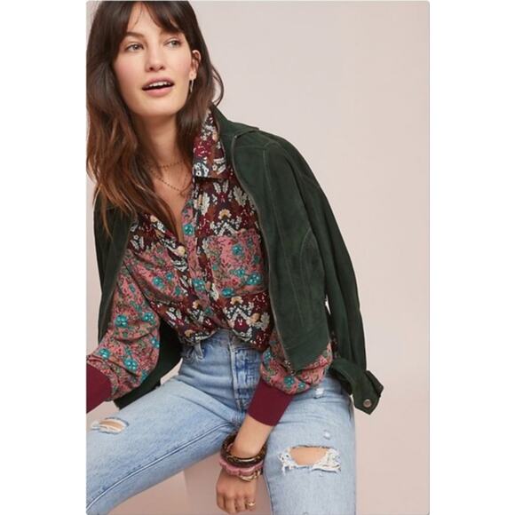 Anthropologie Women's Blouse Top Shirt Tiny Printed XS Olsen Floral Buttondown - Picture 4 of 9
